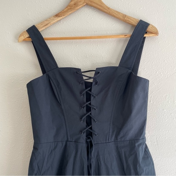 Staud | Sutton Lace up Corset Midi Dress in Black, size 8 - Picture 3 of 12